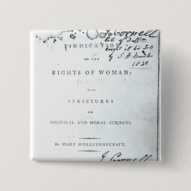 Vindication of the Rights of Woman' 15 Cm Square Badge (Front)