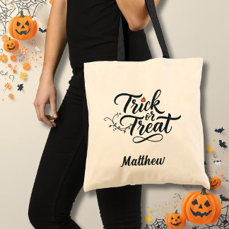 Vine Accents Trick or Treat Halloween Tote Bag