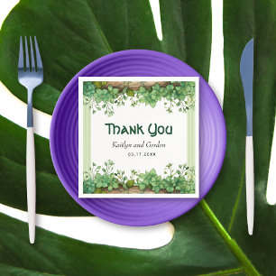 Vine and wood St Patricks Day green border wedding Napkin