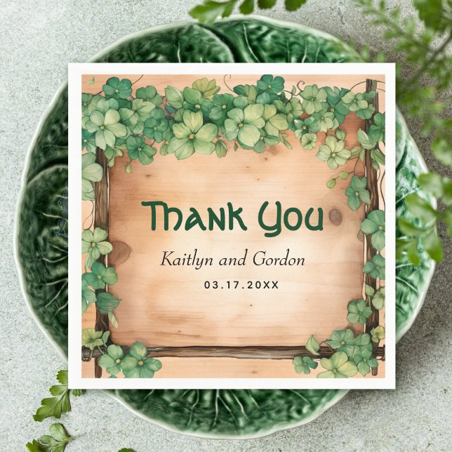 Vine and wood St Patricks Day rustic wedding Napkin (Creator Uploaded)