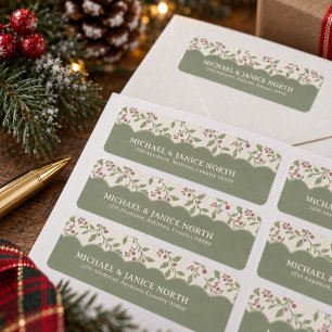 Vine & Berry Christmas Border Sage ID1337