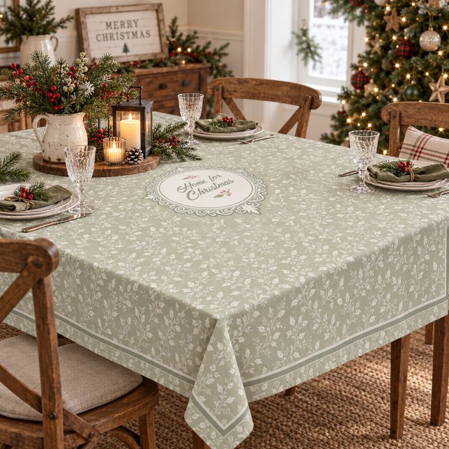 Vine & Berry Christmas Pattern Sage ID1337 Tablecloth (Creator Uploaded)