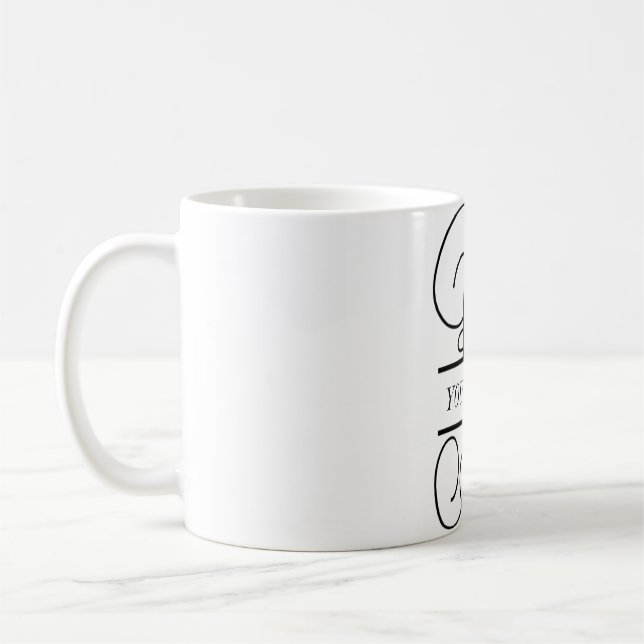 Vine Monogram Coffee Mug, Split Letter Monogram B Mug (Left)
