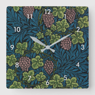 Vine Pattern, William Morris Square Wall Clock