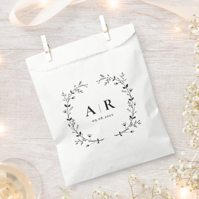 Vine Scroll Wedding Treat Sack, Cookie or Goody Favour Bags (Clipped)