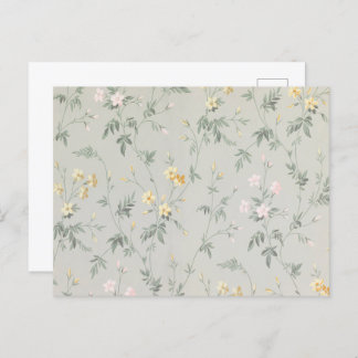 Vine, with flowers in yellow and pink pattern postcard