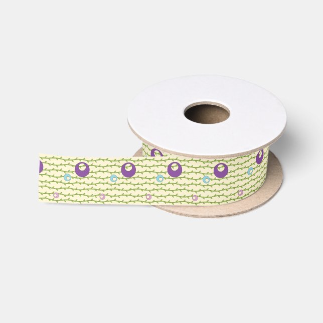 Vines and Circles Patterned Ribbon Satin Ribbon (Spool)