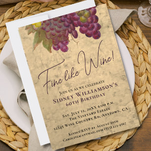 Vineyard 60th Birthday Fine Like Wine Elegant Invitation