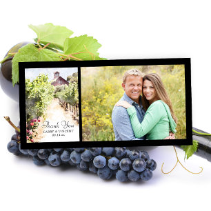 Vineyard and Red Barn Watercolor Wedding Thank You Card