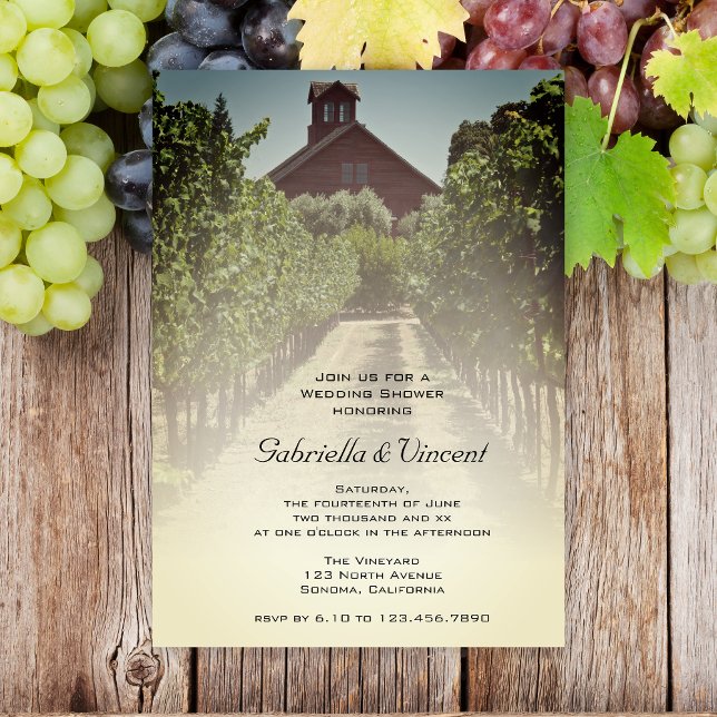 Vineyard and Red Barn Wedding Shower Invitation (Creator Uploaded)