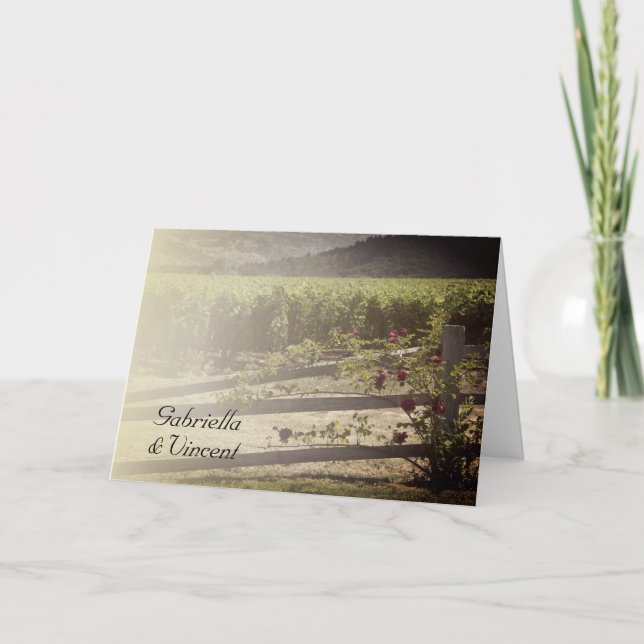Vineyard and Rose Fence Wedding Invitation (Front)