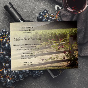Vineyard and Rose Fence Wedding Rehearsal Dinner Invitation