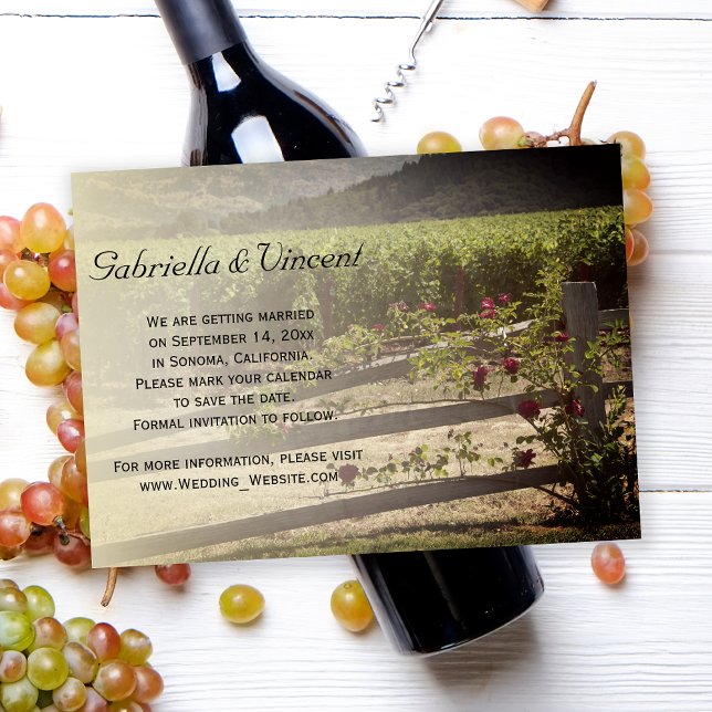Vineyard and Rose Fence Wedding Save the Date Invitation (Creator Uploaded)