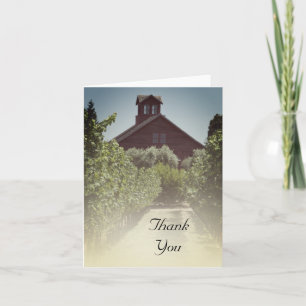 Vineyard and Rustic Red Barn Thank You Card