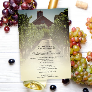 Vineyard and Rustic Red Barn Wedding Invitation
