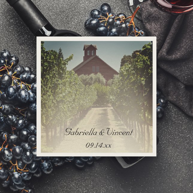 Vineyard and Rustic Red Barn Wedding Napkin (Creator Uploaded)