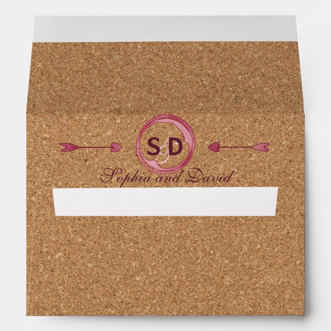 Vineyard Cork Stains Red Wine Wedding Envelopes (Back (Bottom))