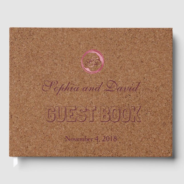 Vineyard Cork Stains Red Wine Wedding Guest Book (Front)