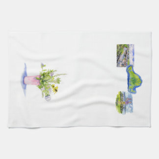 vineyard flowers with vineyard images tea towel