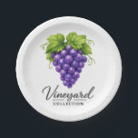 Vineyard Grape Rustic Party Paper Plates<br><div class="desc">Add a touch of rustic elegance to your celebration with these vineyard-inspired grape paper plates. Featuring a beautifully illustrated cluster of purple grapes with fresh green leaves, this design is perfect for wine tastings, vineyard weddings, rustic dinner parties, or Italian-themed gatherings. Stylish, minimal, and sophisticated, these durable paper plates elevate...</div>