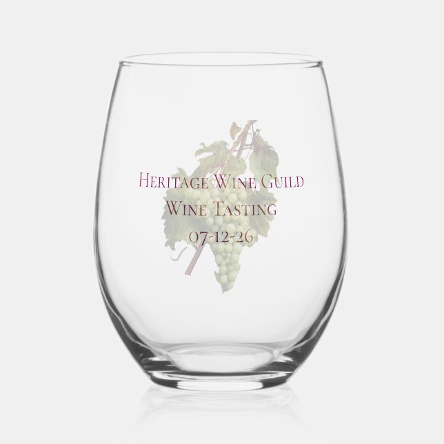 Vineyard Grapes Customized Stemless Wine Glass (Front)