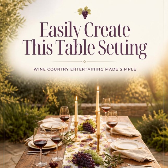 Vineyard Grapes Table Runner – Wine Entertaining (Create a warm, inviting table with this elegant wine country table runner featuring rich grapevines)