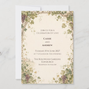 Vineyard Grapevine Tuscan Wedding Invitation