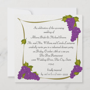 Vineyard Harvest Grapes Rehearsal Dinner Invitation