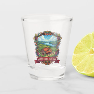 Vineyard in New York Finger Lakes Postcard Shot Glass