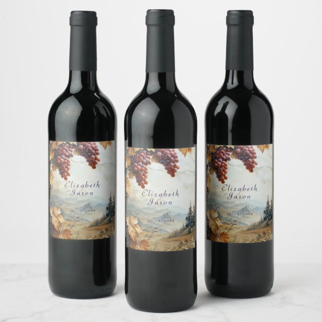   Vineyard Italian Countryside  Winery Wine Label (Bottles)