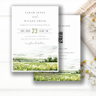 Vineyard Landscape Wedding with RSVP Invitation