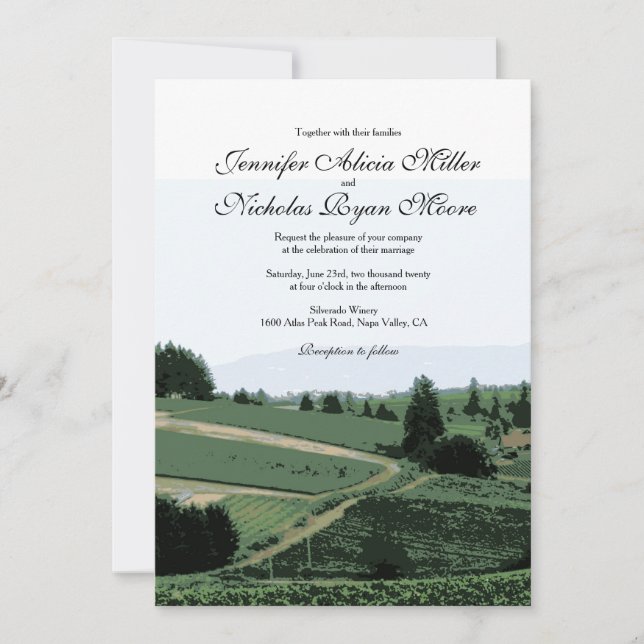 Vineyard Landscape Winery Wedding Invitation (Front)