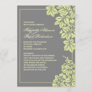 vineyard or garden grey & yellow wedding invites