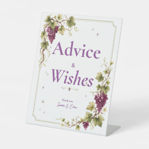 Vineyard Purple Grapes Elegant Advices & Wishes Pedestal Sign