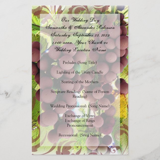 Vineyard Purple/Green Grape Vineyard Program (Front)