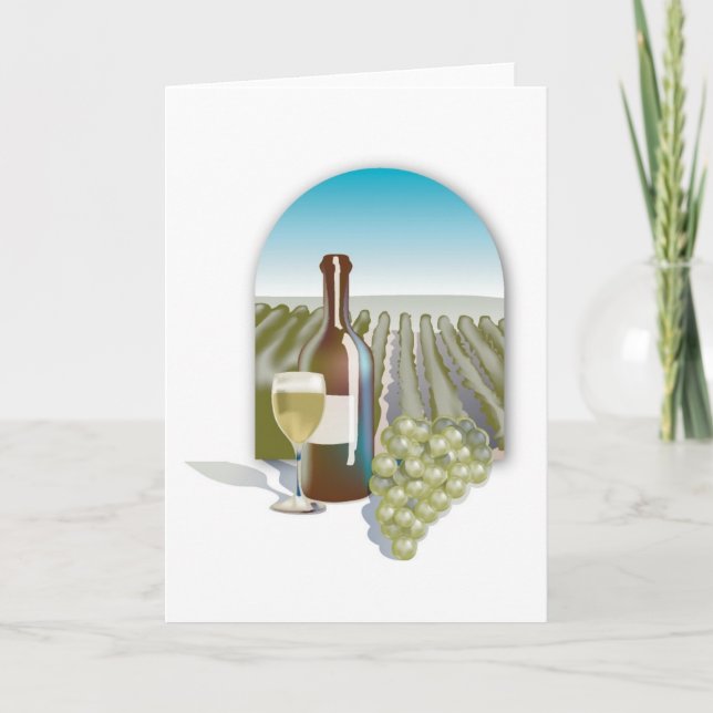 Vineyard Scene Wine Country Wedding Card (Front)