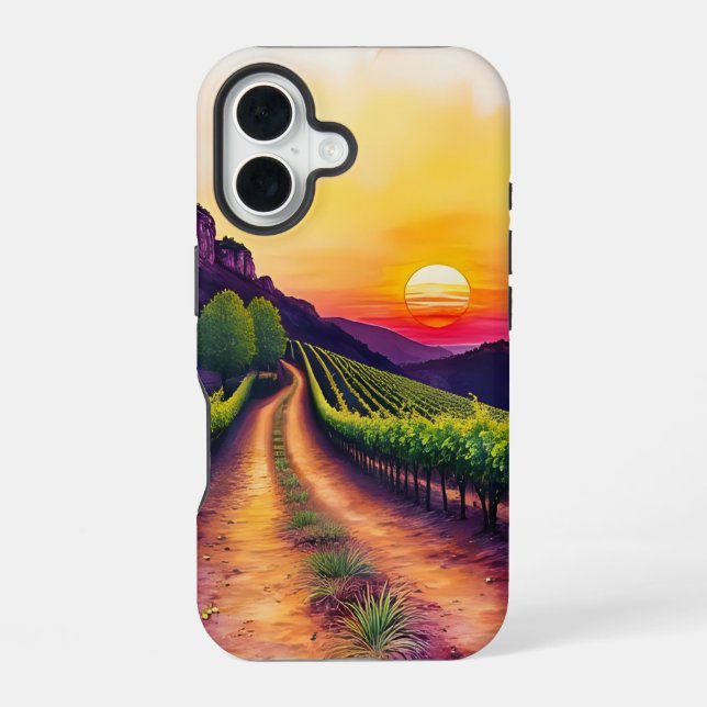 Vineyard Sunset iPhone 16 Case (Back)