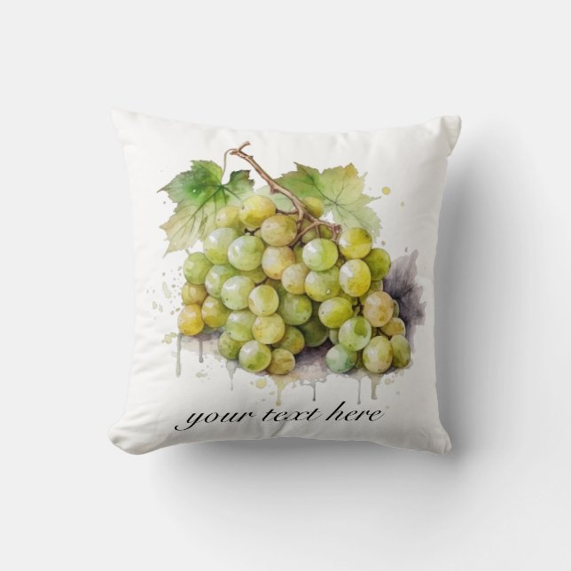 Vineyard Watercolor Grapes, custom Cushion (Front)