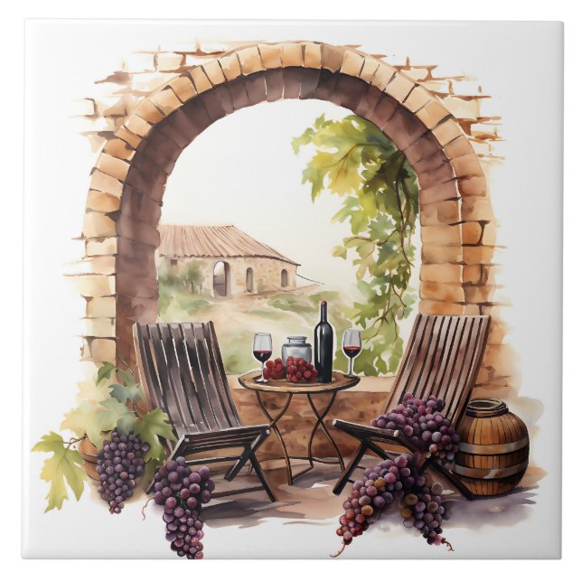 Vineyard Watercolor Print Tile (Front)