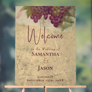 Vineyard Wedding Elegant Acrylic Welcome Sign