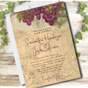 Vineyard Wedding Elegant Rustic Watercolor  Invitation