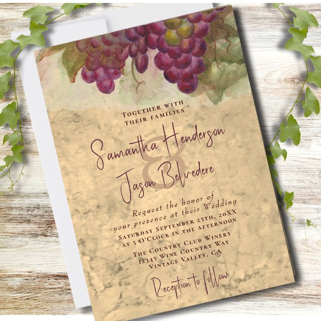 Vineyard Wedding Elegant Rustic Watercolor  Invitation (Creator Uploaded)