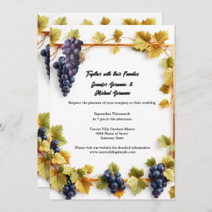 Vineyard wedding fall autumn grapes winery elegant invitation