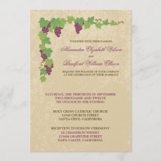 Vineyard Wedding Invitation (Parchment Texture)