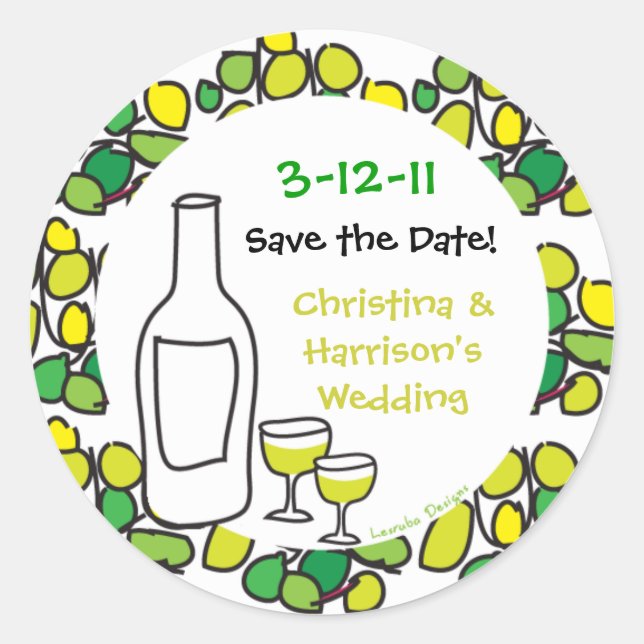 Vineyard Wedding Save the Wedding Date Stickers (Front)