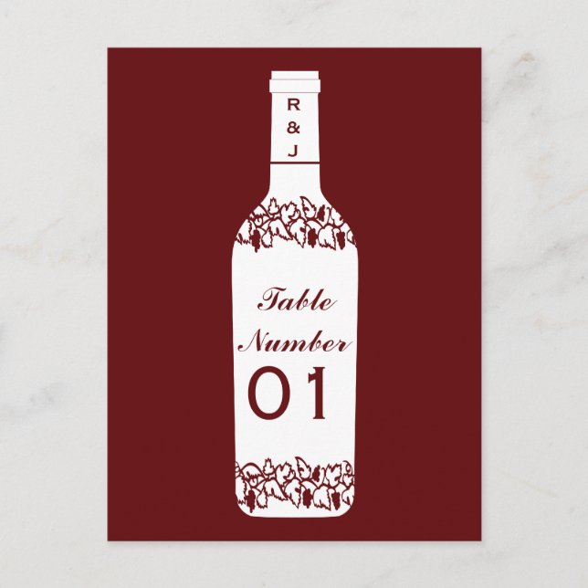 Vineyard Wedding Table Numbers Postcard (Front)