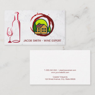 Vineyard Wine Bottle Glass Logo Business Card