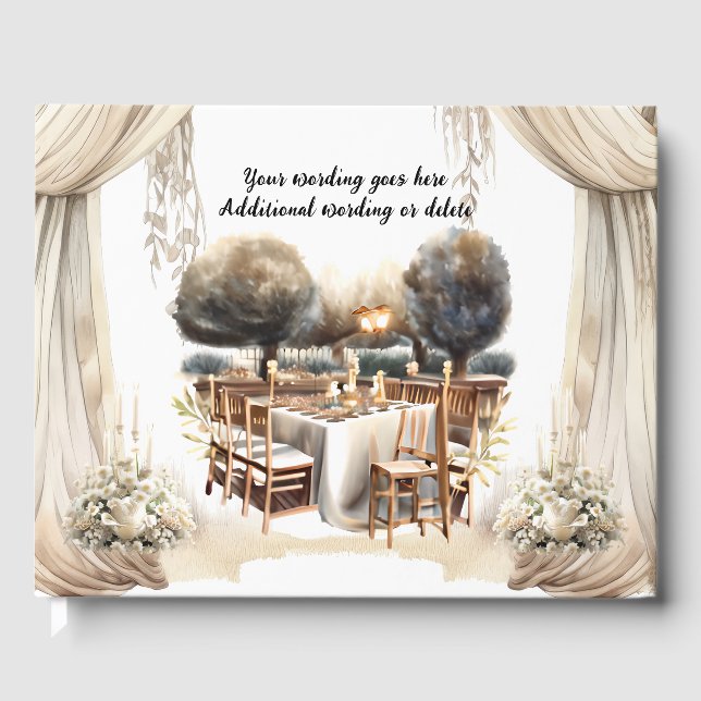 Vineyard wine farm Tuscan Italian watercolor photo Guest Book (Front)