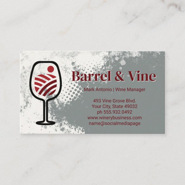 Vineyard Wine Glass Logo Business Card (Front)