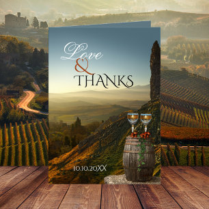 Vineyard Wine Wedding Photo Thank You Card